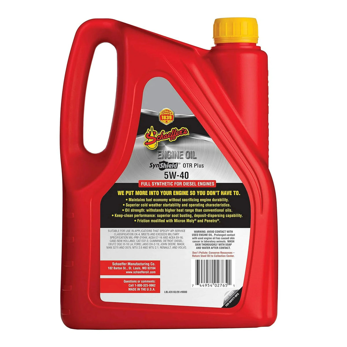 Schaeffer's 9000 SynShield OTR Plus Full Synthetic 5W-40 Engine Oil 5W-40 1 Gallon